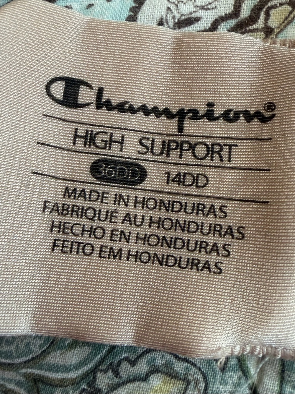 Champion Light Beige Sports Bra with Blue Lining - High support 36 DD - Picture 4 of 6